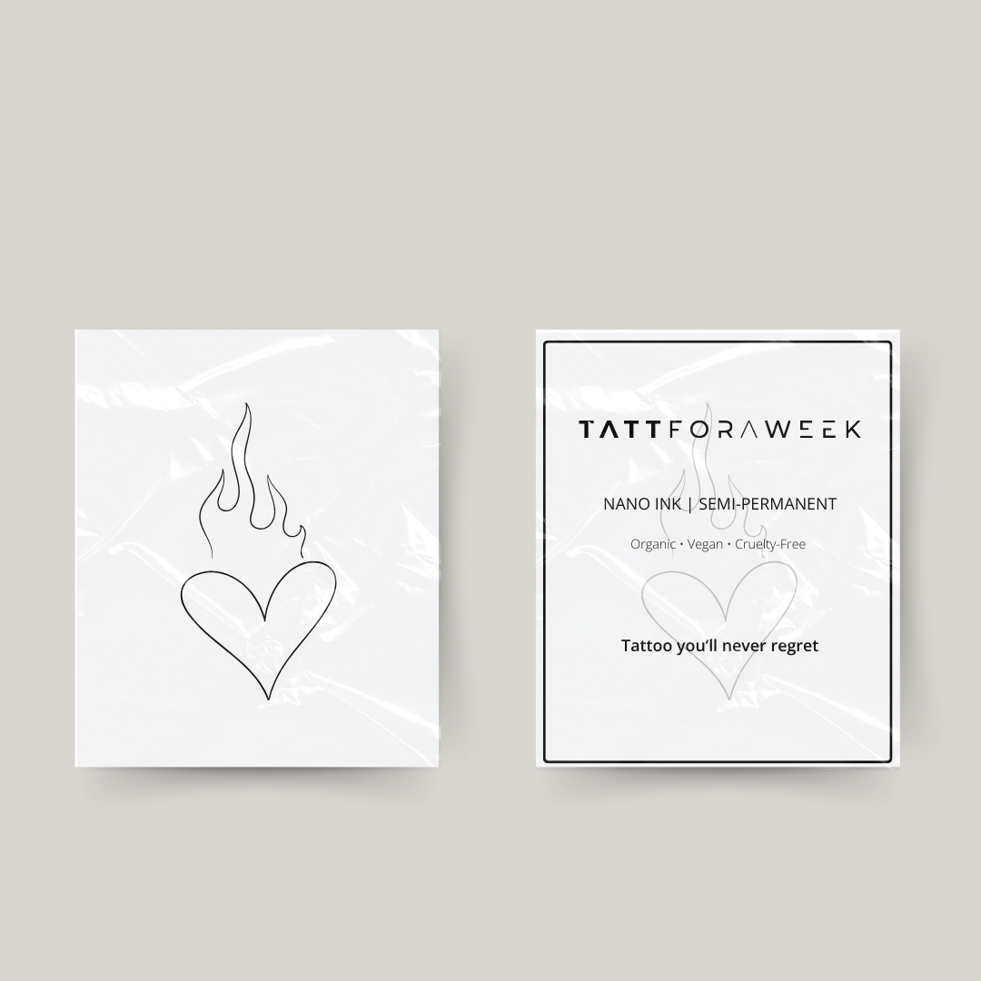 Temporäres Tattoo: Herz in Flammen