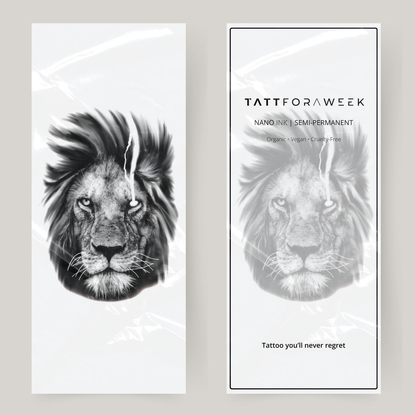 Großes Fake Tattoo wütender Löwe