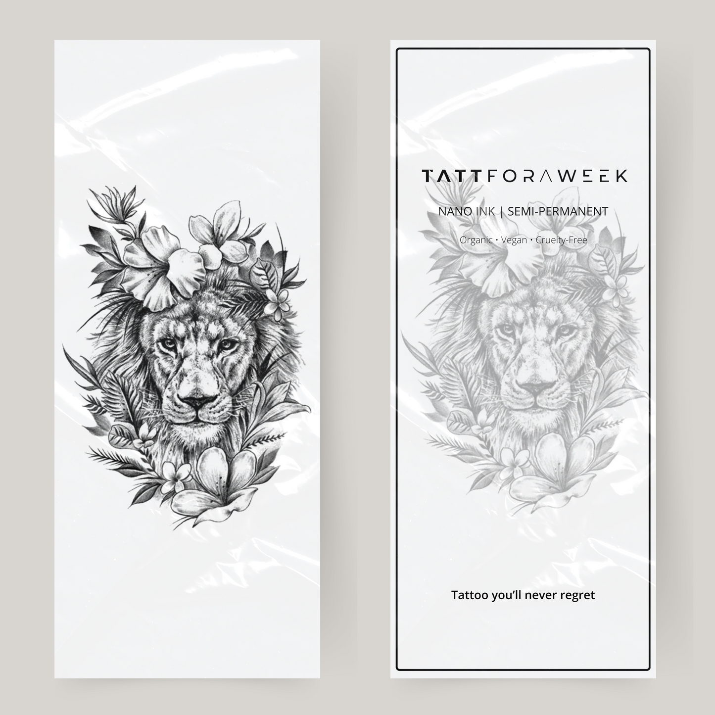 Großer Fake-Tattoo-Tiger mit Blumen