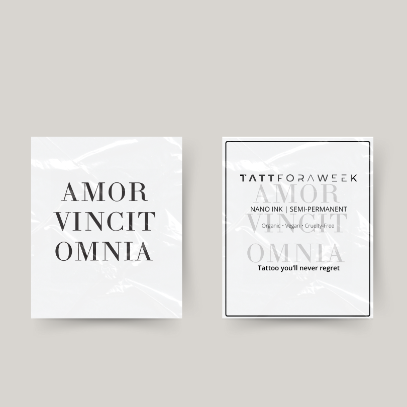 Temporäres Tattoo amor vincit omnia