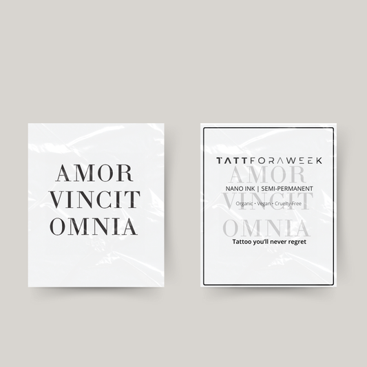 Temporäres Tattoo amor vincit omnia